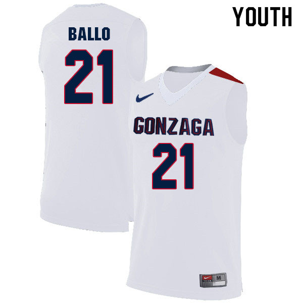 Youth #21 Oumar Ballo Gonzaga Bulldogs College Basketball Jerseys Sale-White - Click Image to Close